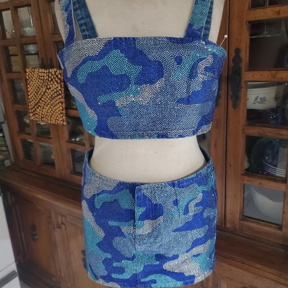 Forever 21 Blue Camouflage Skirt Set - Picture 1 of 11